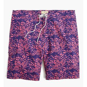J. Crew 9 Inch Stretch Eco Board Short in Vines‎ Print Purple Pink Palm Leaf 33